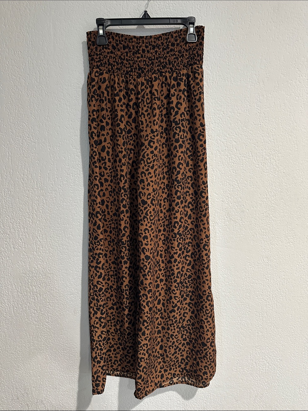 Sienna Sky Brown Leopard Print Wide leg pants with Smocked Waist